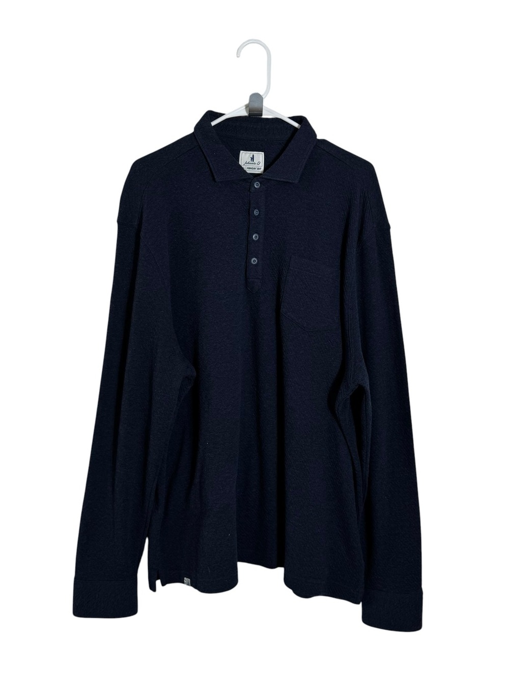 Johnnie-O Alwin Long Sleeve Polo XL Navy Textured Cotton Blend - Picture 12 of 13